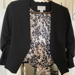 H&M Black Suit Jacket Floral Lining
